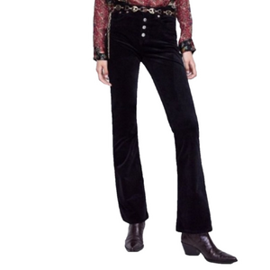 NEW! Zara Buttonfly Black Corduroy Bootcut Flare Pants High Waist Sz 6 Flawless